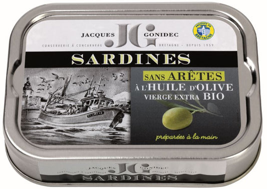 Jacques Gonidec -- Sardines sans arêtes à l'huile d'olive bio - 115 g