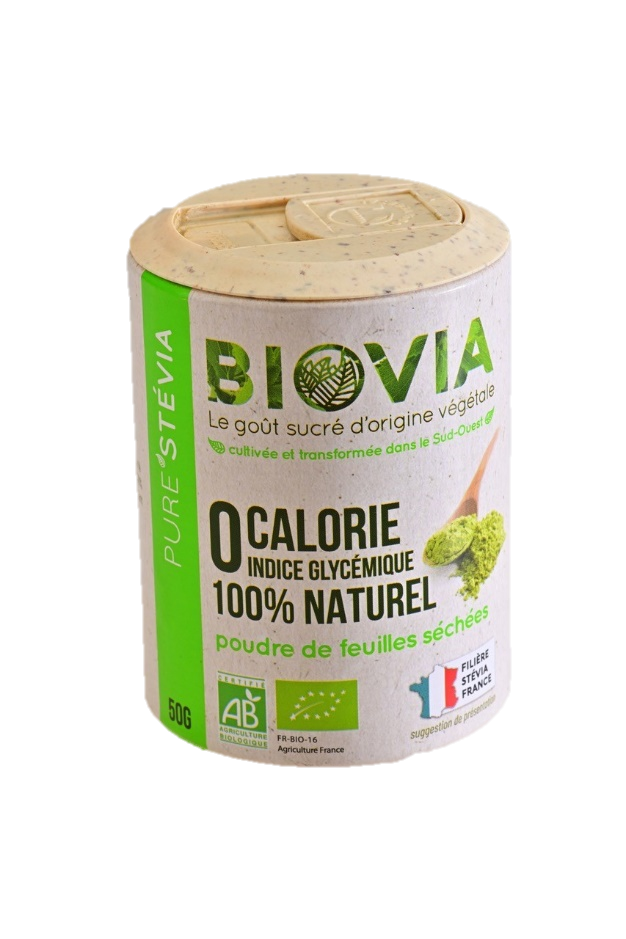 Biovia -- Stévia en poudre bio (sucrant sans calories) (origine france) - 50 g