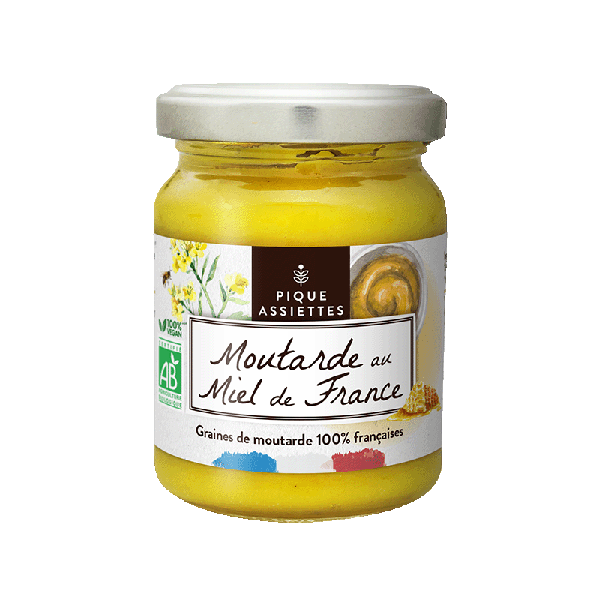 Pique Assiettes -- Moutarde au miel de france 100% graines françaises bio - 125 g