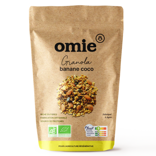 Omie -- Granola à la banane et à la noix de coco bio (avoine français) - 330 g