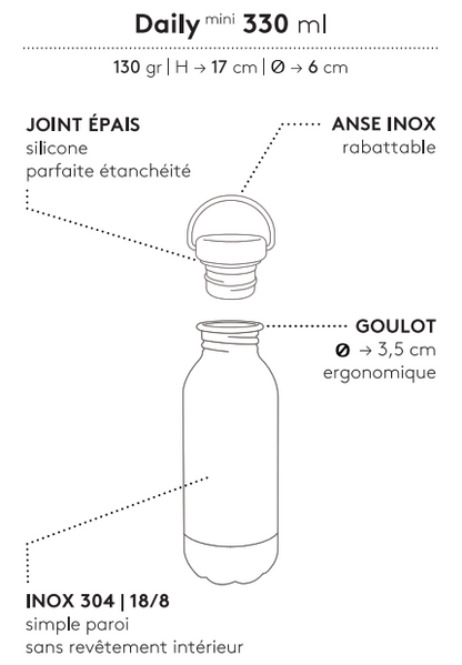 Gaspajoe -- Gourde daily mini inox imprimée champêtre rose - 330 ml