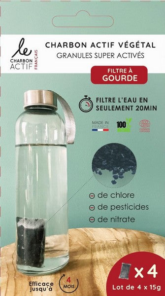 Le Charbon Actif Français -- Filtre à gourde charbon actif végétal super activé (origine Hors UE)