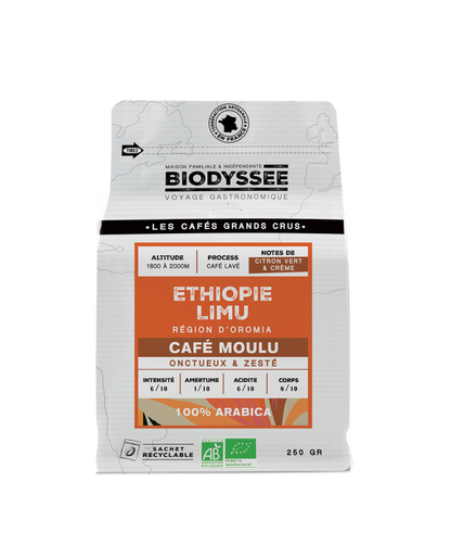 Biodyssée -- Café moulu grand cru ethiopie limu (origine Ethiopie) - 250 g