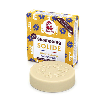 Lamazuna -- Shampoing solide pour cheveux blancs, indigo et camomille - 70 ml