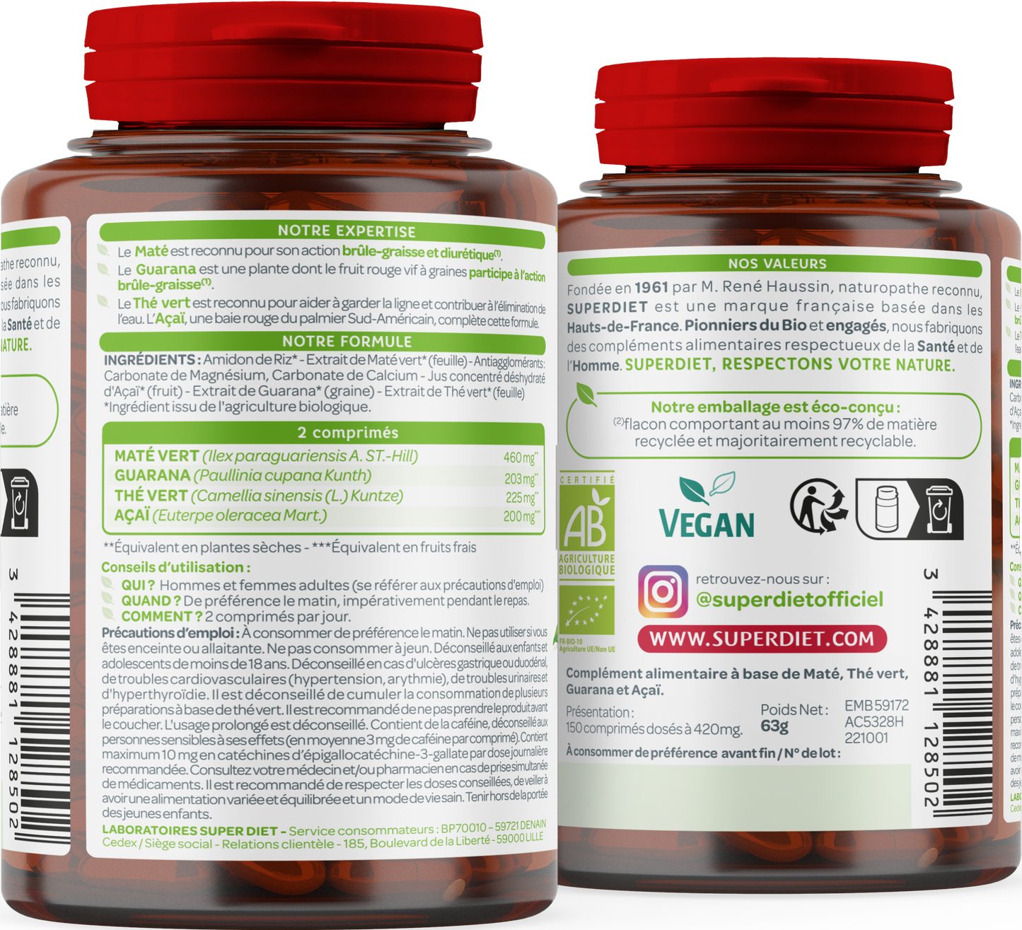 Quatuor brûle graisse bio (maté, guarana, thé vert, acaï) - 2