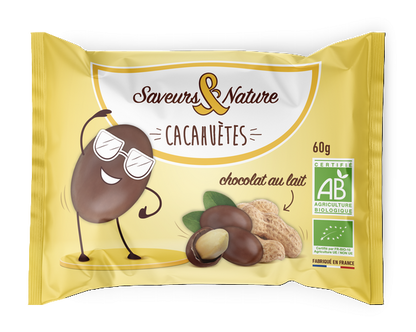 Saveurs & Nature -- Drôles de cacahuètes enrobées de chocolat au lait  x 10