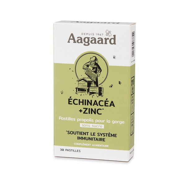 Aagaard -- Pastilles pour la gorge goût pêche (propolentum echinacea & zinc) - 30 pastilles